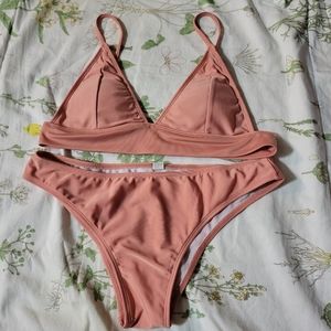Shein Coral Pink Rose Bikini set size medium perfect for summer